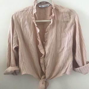 Zara tie front blouse